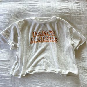 white fleece dance makers competition crop top